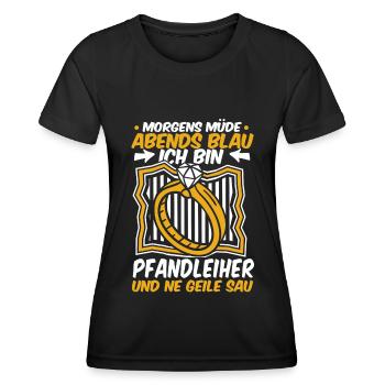 Pfandleiher Morgens Müde Abends Blau - Frauen Funktions-T-Shirt - Schwarz - Vorne - AI Model Female 172 light (172cm)