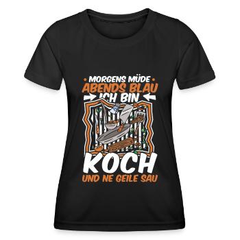 Koch Kochen Morgens Müde Abends Blau - Frauen Funktions-T-Shirt - Schwarz - Vorne - AI Model Female 172 light (172cm)