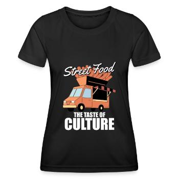 Street food culture - Women's Functional T-Shirt - black - Front - AI Model Female 172 light (172cm)