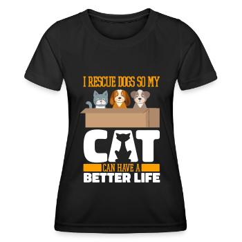 Hund Rettungshund Katze - Frauen Funktions-T-Shirt - Schwarz - Vorne - AI Model Female 172 light (172cm)