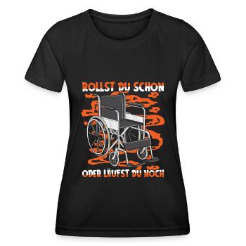 Rollstuhl Rollstuhlfahrer Lustig - Frauen Funktions-T-Shirt - Schwarz - Vorne - AI Model Female 172 light (172cm)