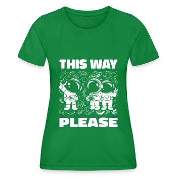 Space Space This Way Please - Women's Functional T-Shirt - kelly green - Front - AI Model Female 172 dark (172cm)