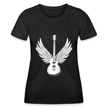E Gitarre Elektrogitarre Flügel - Frauen Funktions-T-Shirt - Schwarz - Vorne - AI Model Female 172 light (172cm)