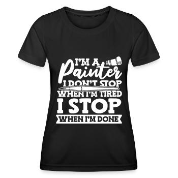 painter painter humor - Women's Functional T-Shirt - black - Front - AI Model Female 172 light (172cm)