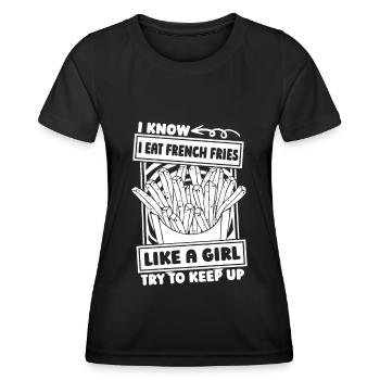 Frites Frites Fille - T-shirt sport Femme - noir - Devant - AI Model Female 172 light (172cm)