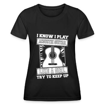 acoustic guitar girl - Women's Functional T-Shirt - black - Front - AI Model Female 172 light (172cm)