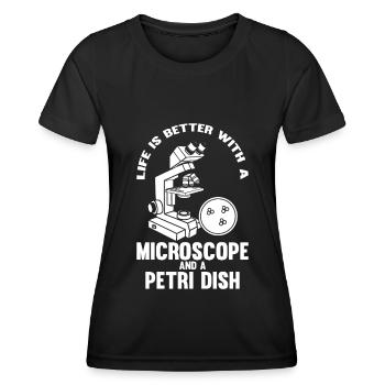 Biologie Biologe Mikroskop - Frauen Funktions-T-Shirt - Schwarz - Vorne - AI Model Female 172 light (172cm)
