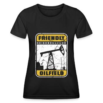 Humour sur les plates-formes pétrolières - T-shirt sport Femme - noir - Devant - AI Model Female 172 light (172cm)