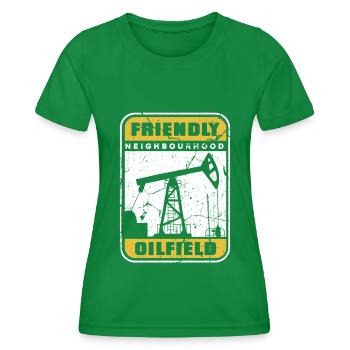 Oilfield oil rig humor - Women's Functional T-Shirt - kelly green - Front - AI Model Female 172 dark (172cm)