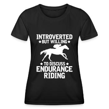 Horse Equestrian Sports Fun Endurance Riding - Women's Functional T-Shirt - black - Front - AI Model Female 172 light (172cm)