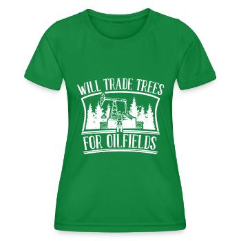 Ölfeld Bohrinsel Bäume - Frauen Funktions-T-Shirt - Kelly Green - Vorne - AI Model Female 172 dark (172cm)
