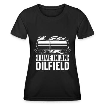 Ölfeld Bohrinsel Tanker - Frauen Funktions-T-Shirt - Schwarz - Vorne - AI Model Female 172 light (172cm)