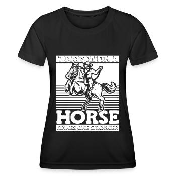 Cheval Humour Endurance Équitation - T-shirt sport Femme - noir - Devant - AI Model Female 172 light (172cm)