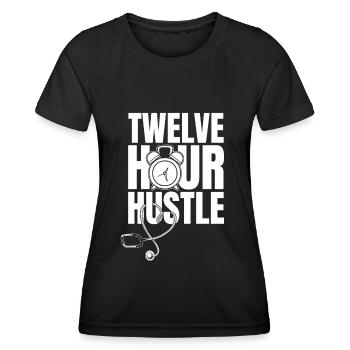 Stéthoscope infirmier - T-shirt sport Femme - noir - Devant - AI Model Female 172 light (172cm)