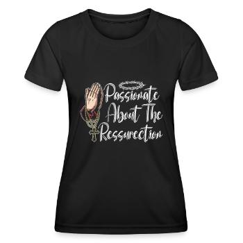 Christ Christianisme Résurrection - T-shirt sport Femme - noir - Devant - AI Model Female 172 light (172cm)