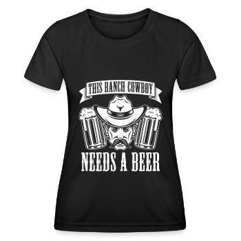 Rodeo Cowboy Bier Ranch Cowboy - Frauen Funktions-T-Shirt - Schwarz - Vorne - AI Model Female 172 light (172cm)