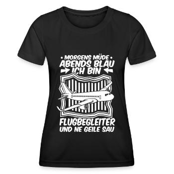 Flugbegleiter Stewardess - Frauen Funktions-T-Shirt - Schwarz - Vorne - AI Model Female 172 light (172cm)