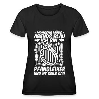 Pfandleiher Morgens Müde Abends Blau - Frauen Funktions-T-Shirt - Schwarz - Vorne - AI Model Female 172 light (172cm)