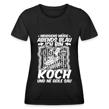 Koch Kochen Morgens Müde Abends Blau - Frauen Funktions-T-Shirt - Schwarz - Vorne - AI Model Female 172 light (172cm)