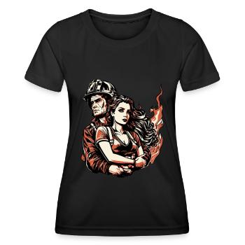 Firefighter Wife wife of a firefighter - Women's Functional T-Shirt - black - Front - AI Model Female 172 light (172cm)