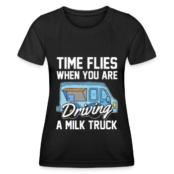 Lait de vache Drôle de wagon de lait - T-shirt sport Femme - noir - Devant - AI Model Female 172 light (172cm)