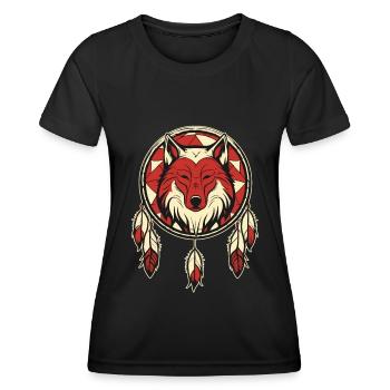 Loup Attrape-rêves Loup et un attrape-rêves - T-shirt sport Femme - noir - Devant - AI Model Female 172 light (172cm)