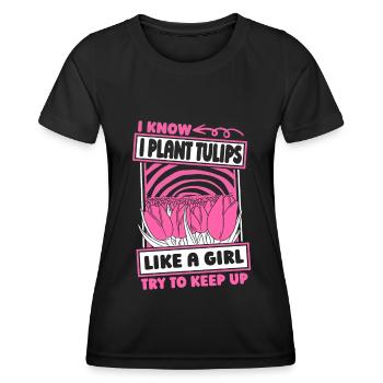 Tulipes - T-shirt sport Femme - noir - Devant - AI Model Female 172 light (172cm)