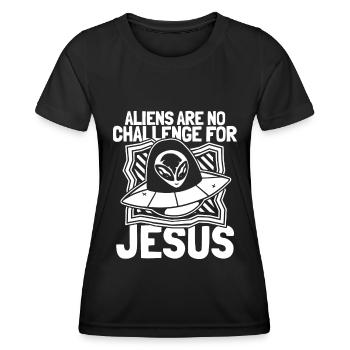 Christ Christentum Raumschiff - Frauen Funktions-T-Shirt - Schwarz - Vorne - AI Model Female 172 light (172cm)