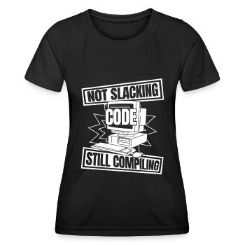 Developer Coder Programmer Computer - T-shirt sport Femme - noir - Devant - AI Model Female 172 light (172cm)