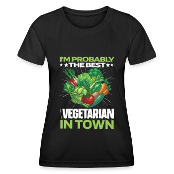 Vegetarisch Vegetarier Humor - Frauen Funktions-T-Shirt - Schwarz - Vorne - AI Model Female 172 light (172cm)