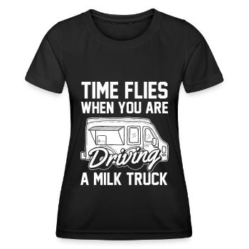 Lait de vache Humour Wagon de lait - T-shirt sport Femme - noir - Devant - AI Model Female 172 light (172cm)