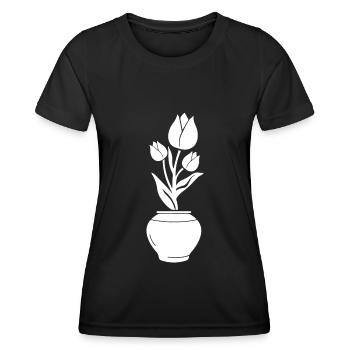 Vase tulipe - T-shirt sport Femme - noir - Devant - AI Model Female 172 light (172cm)