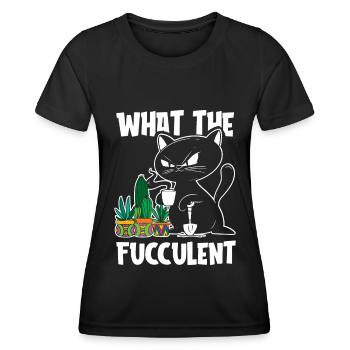 Hobbygärtner Garten Saftig Gartenkatze - Frauen Funktions-T-Shirt - Schwarz - Vorne - AI Model Female 172 light (172cm)