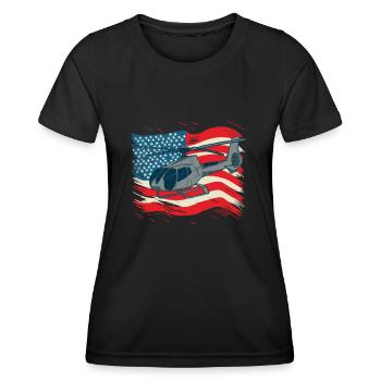 Helikopter Hubschrauber Hubschrauber Pilot - Frauen Funktions-T-Shirt - Schwarz - Vorne - AI Model Female 172 light (172cm)