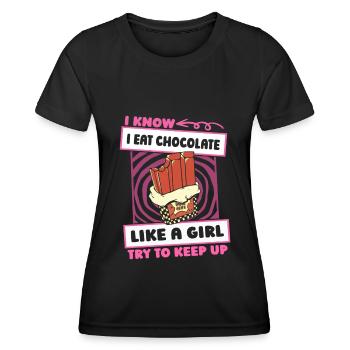 Chocolate Chocolate Funny - Women's Functional T-Shirt - black - Front - AI Model Female 172 light (172cm)