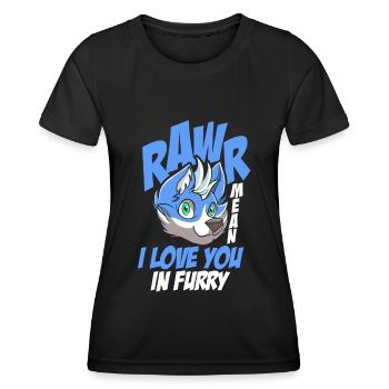 Furry Fandom Fursuits Love - Women's Functional T-Shirt - black - Front - AI Model Female 172 light (172cm)