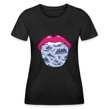 Rafting Zunge - Frauen Funktions-T-Shirt - Schwarz - Vorne - AI Model Female 172 light (172cm)