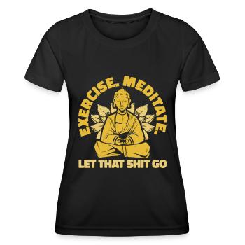 Buddha Buddhist Lustig - Frauen Funktions-T-Shirt - Schwarz - Vorne - AI Model Female 172 light (172cm)