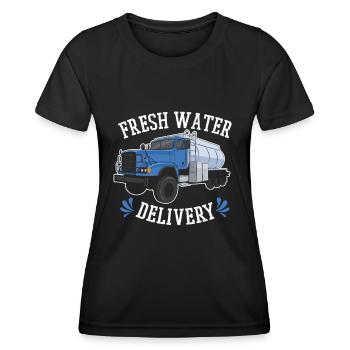 Lkw Fahrer Trucker Lastwagenfahrer Lieferung - Frauen Funktions-T-Shirt - Schwarz - Vorne - AI Model Female 172 light (172cm)