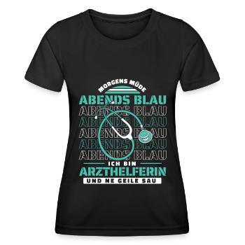 Arzthelferin Morgens Mde Abends Blau - Frauen Funktions-T-Shirt - Schwarz - Vorne - AI Model Female 172 light (172cm)
