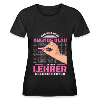 Lehrer Pädagoge Morgens Mde Abends Blau - Frauen Funktions-T-Shirt - Schwarz - Vorne - AI Model Female 172 light (172cm)