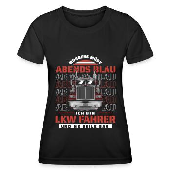 Lkw Fahrer Trucker Lastwagenfahrer - Frauen Funktions-T-Shirt - Schwarz - Vorne - AI Model Female 172 light (172cm)