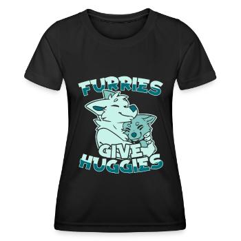 Furry Fandom Fursuits Hug - Women's Functional T-Shirt - black - Front - AI Model Female 172 light (172cm)