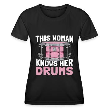 Batterie Batteur Batteur - T-shirt sport Femme - noir - Devant - AI Model Female 172 light (172cm)