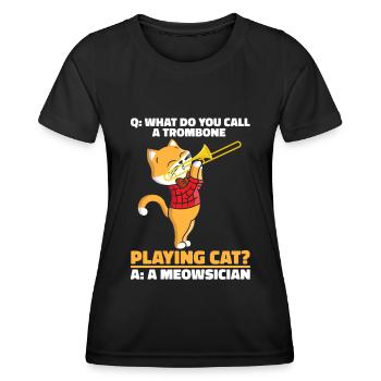 fanfare trombone cat brass band trombone - T-shirt sport Femme - noir - Devant - AI Model Female 172 light (172cm)
