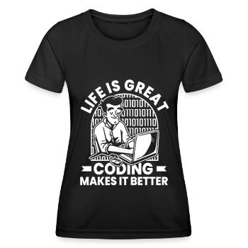 Developer Coder Programmer Humor - Women's Functional T-Shirt - black - Front - AI Model Female 172 light (172cm)