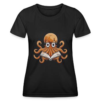 Livre, Rat de bibliothèque, Rat de bibliothèque, Poulpe, Livre - T-shirt sport Femme - noir - Devant - AI Model Female 172 light (172cm)
