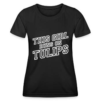 Tulpen Tulpen - Frauen Funktions-T-Shirt - Schwarz - Vorne - AI Model Female 172 light (172cm)
