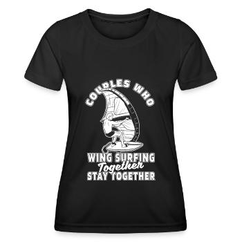 Wing Surf Wing Foil Pair - T-shirt sport Femme - noir - Devant - AI Model Female 172 light (172cm)