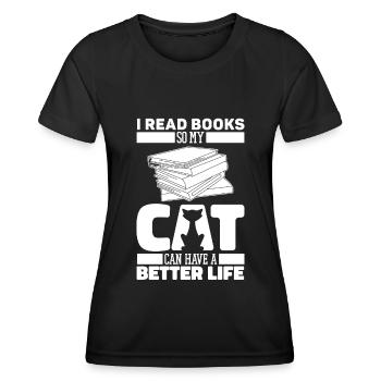 Livre, Rat de bibliothèque, Rat de bibliothèque, Chat - T-shirt sport Femme - noir - Devant - AI Model Female 172 light (172cm)